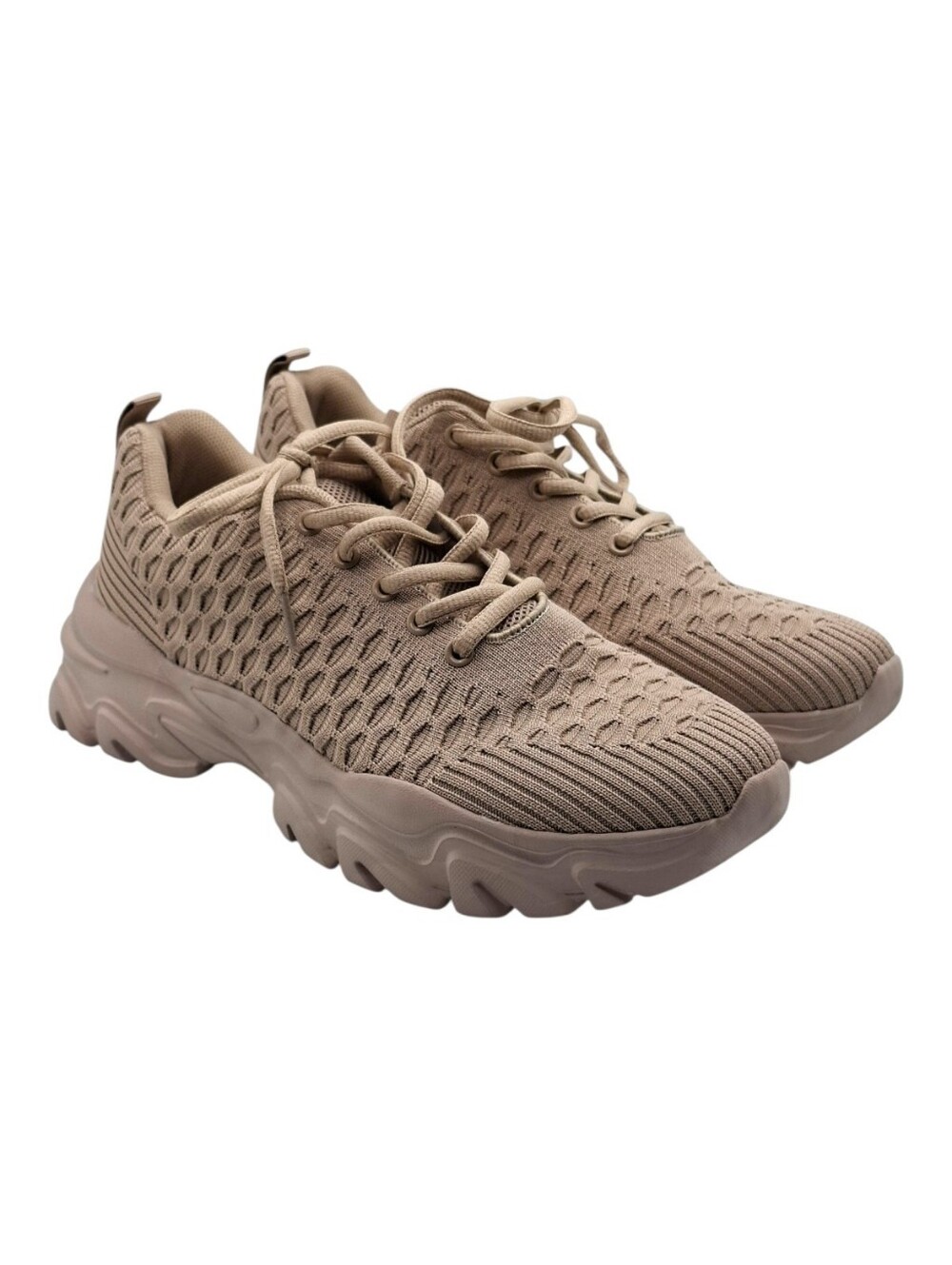 Lightweight Knit Chunky Women's Sneakers  Beige Nude Size 10 - Picture 4 of 7